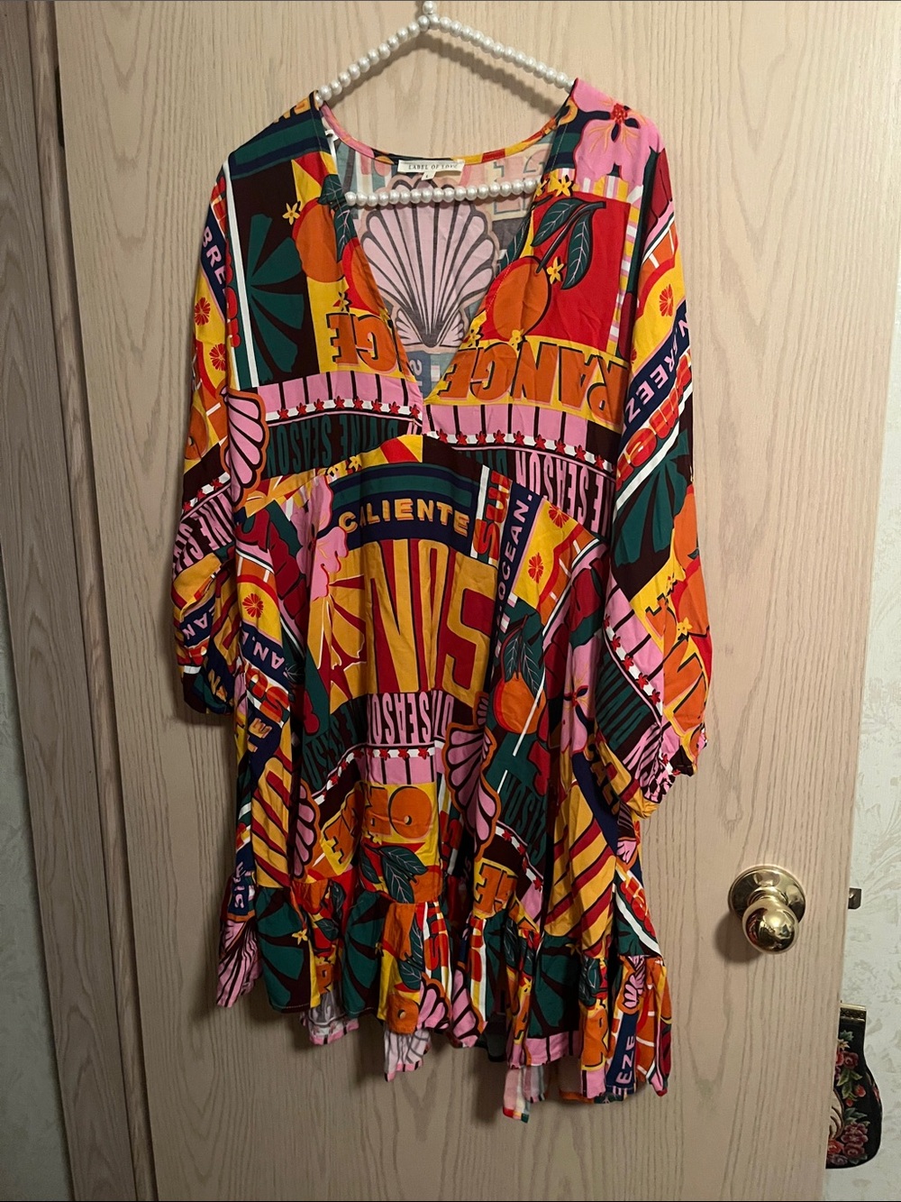 Vibrant Multicolor Printed V-Neck Women’s Cover Up Dress